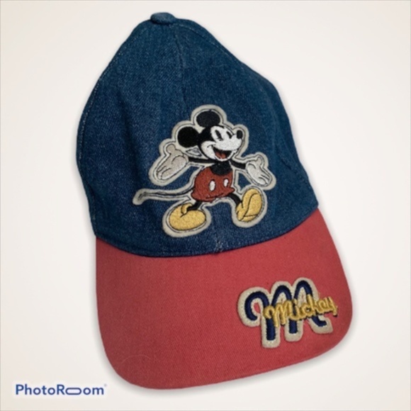 Mickey Mouse Baseball Cap - Toddler Size - Disney - Denim and Red - Picture 1 of 7